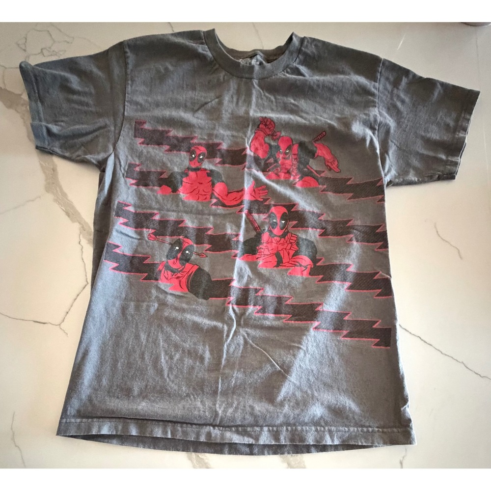 Marvel Deadpool WeLoveFine Graphic T-Shirt Mens Large Charcoal Grey‎ Cotton Tee